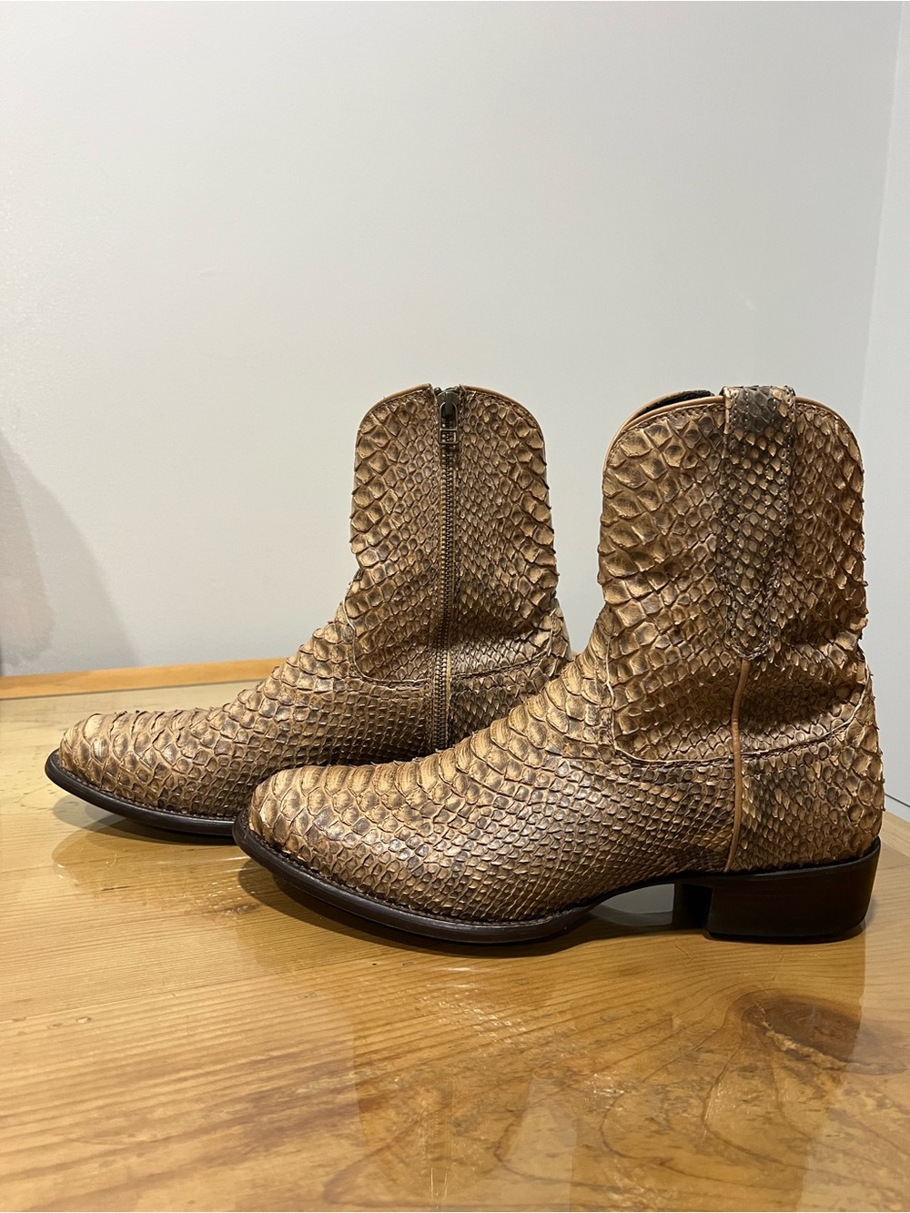 Tecovas Men's the dean taupe python Western Boots